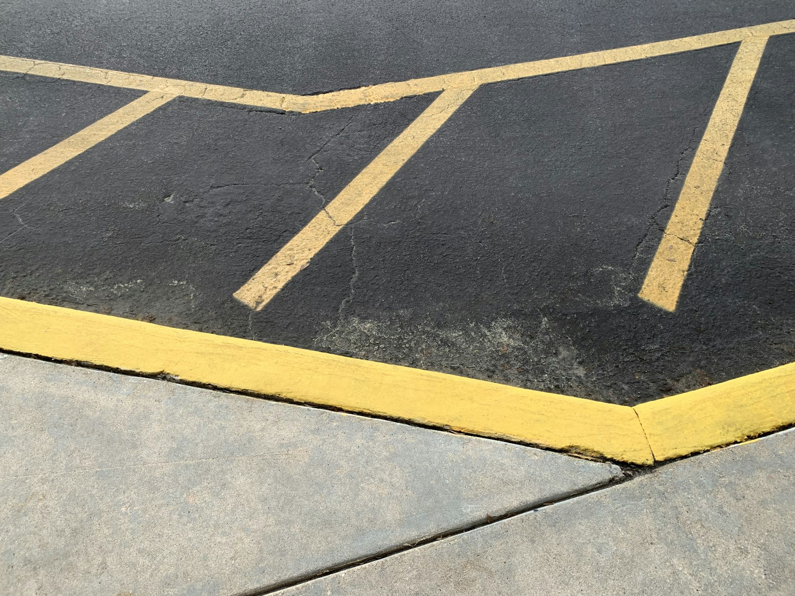 Freshly painted parking lot line markings